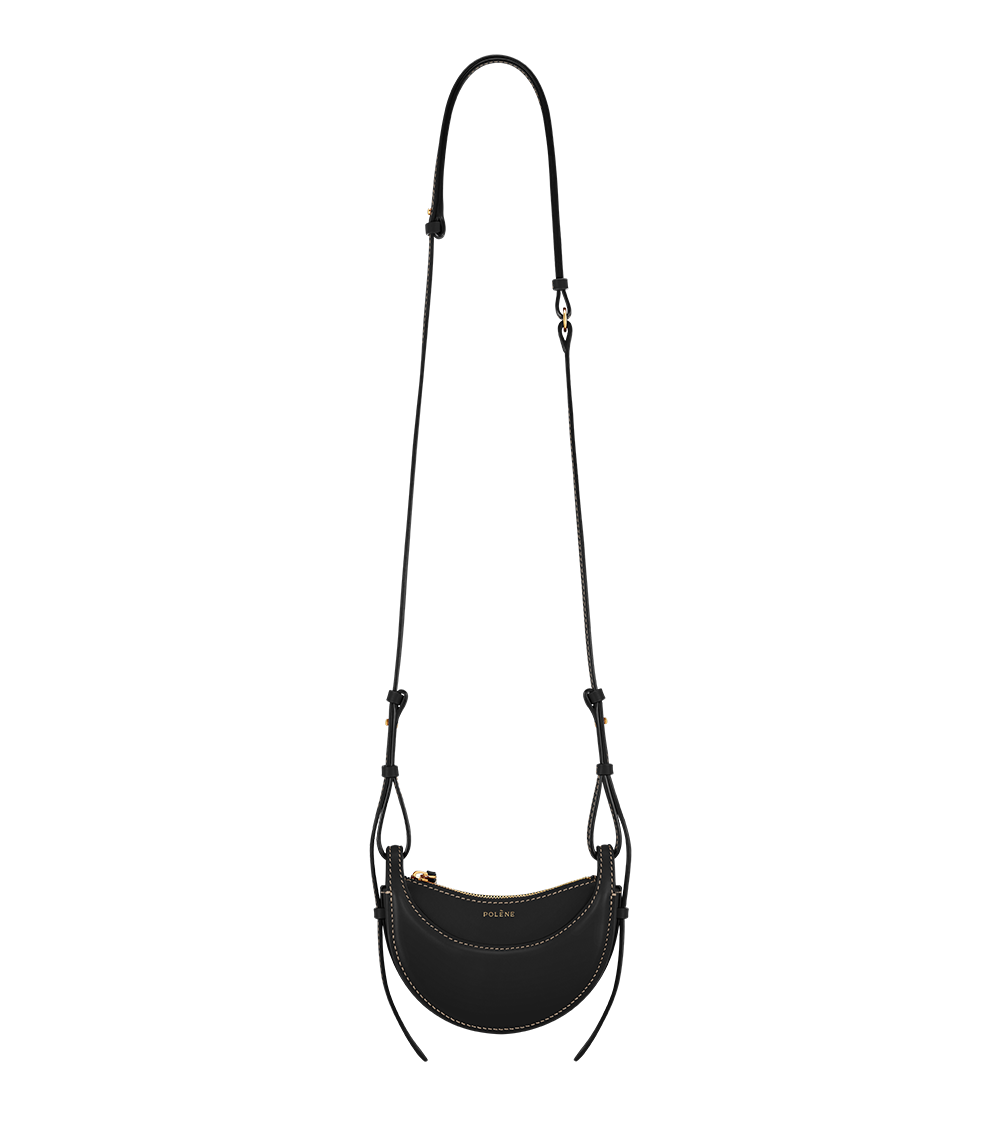 Polène | Bag - Numéro Dix Micro - Smooth Black with Ecru Stitching Polène | Bag - Numéro Dix Micro - Smooth Black with Ecru Stitching