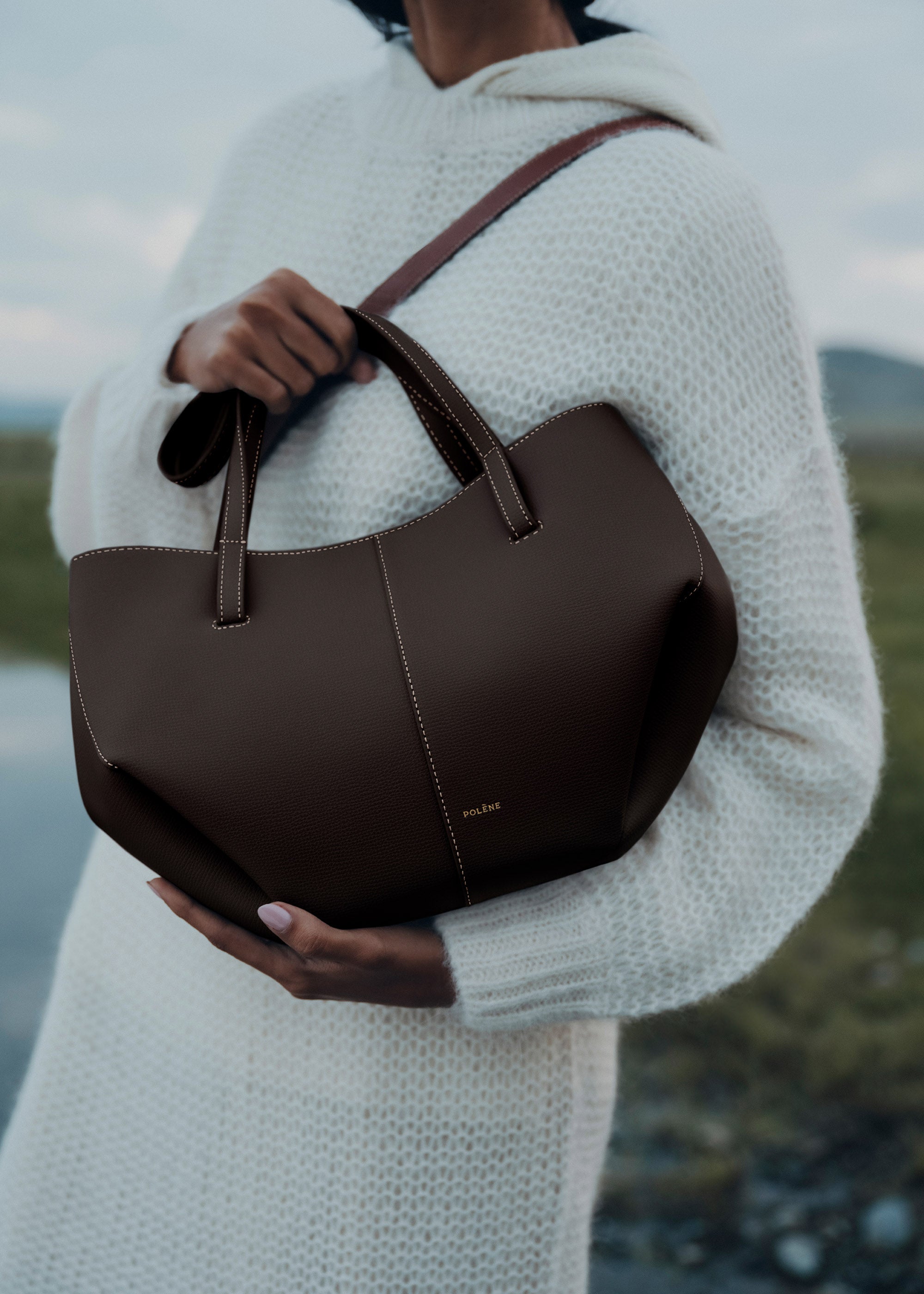 Polene Mini Polène | Bag - Cyme Mini - Textured Ebony – Polène EU