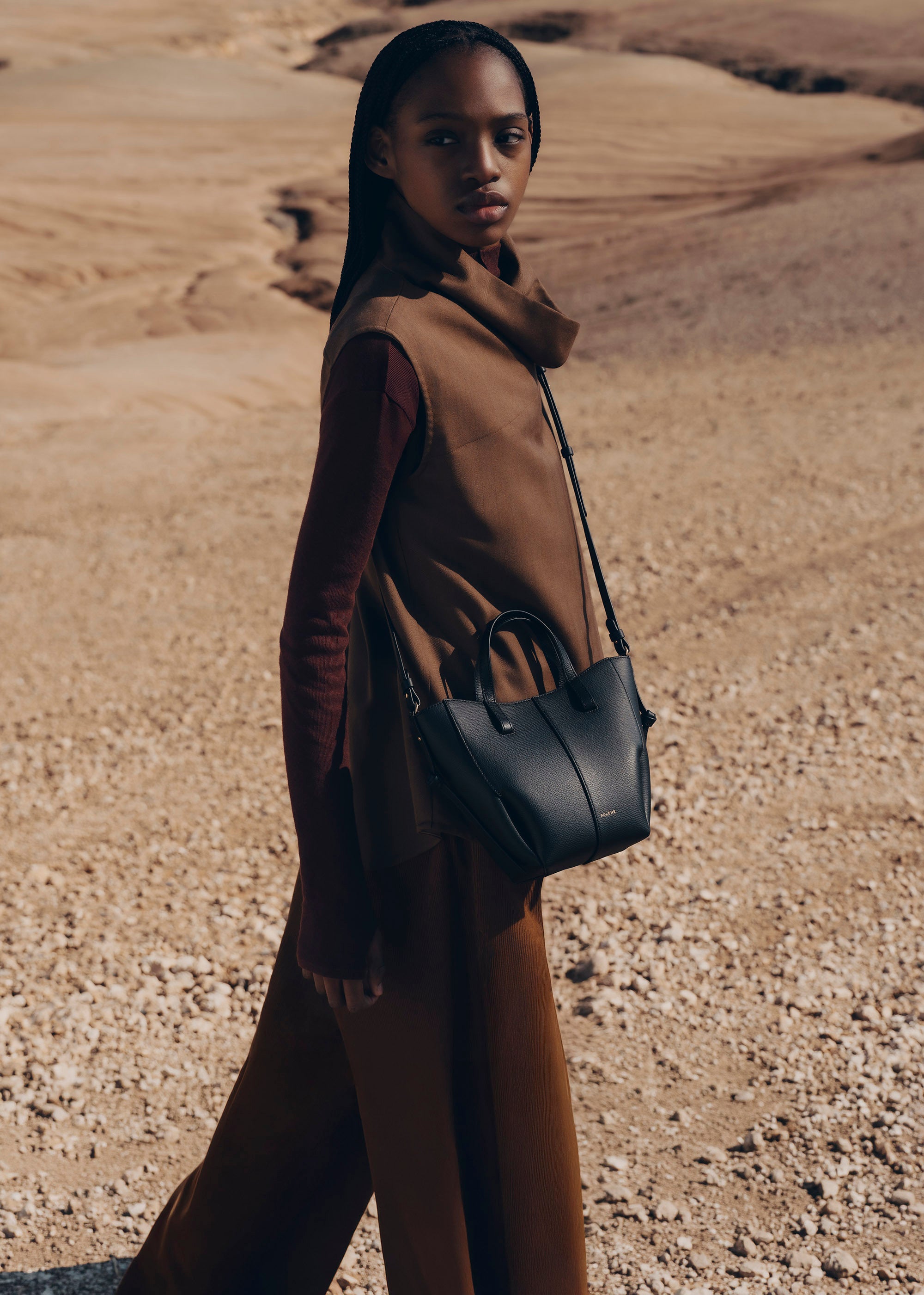 Polène | Bag - Cyme Tote Nano - Textured Black – Polène EU