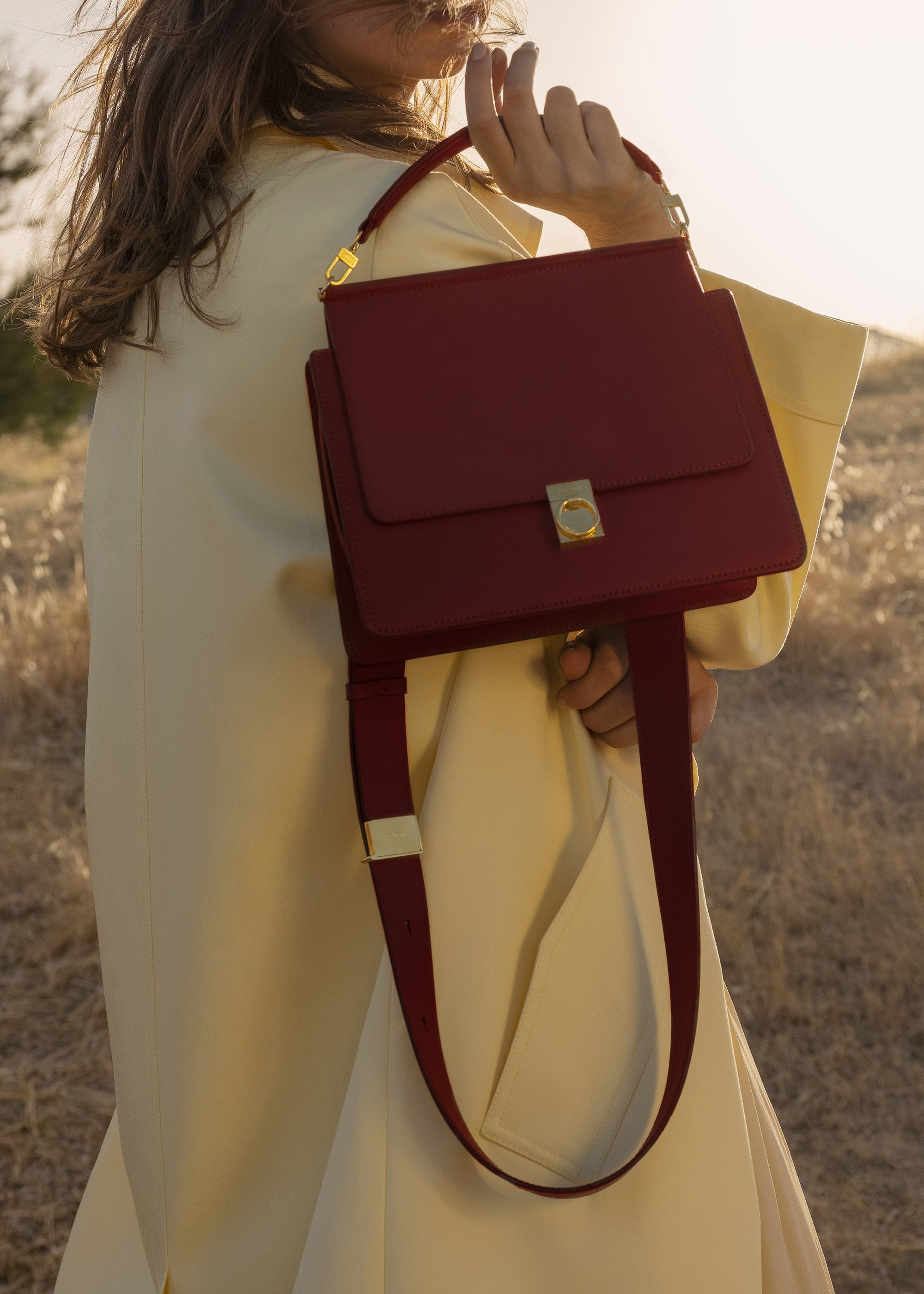 Polène | Bag - Numéro Sept - Smooth Burgundy – Polène EU