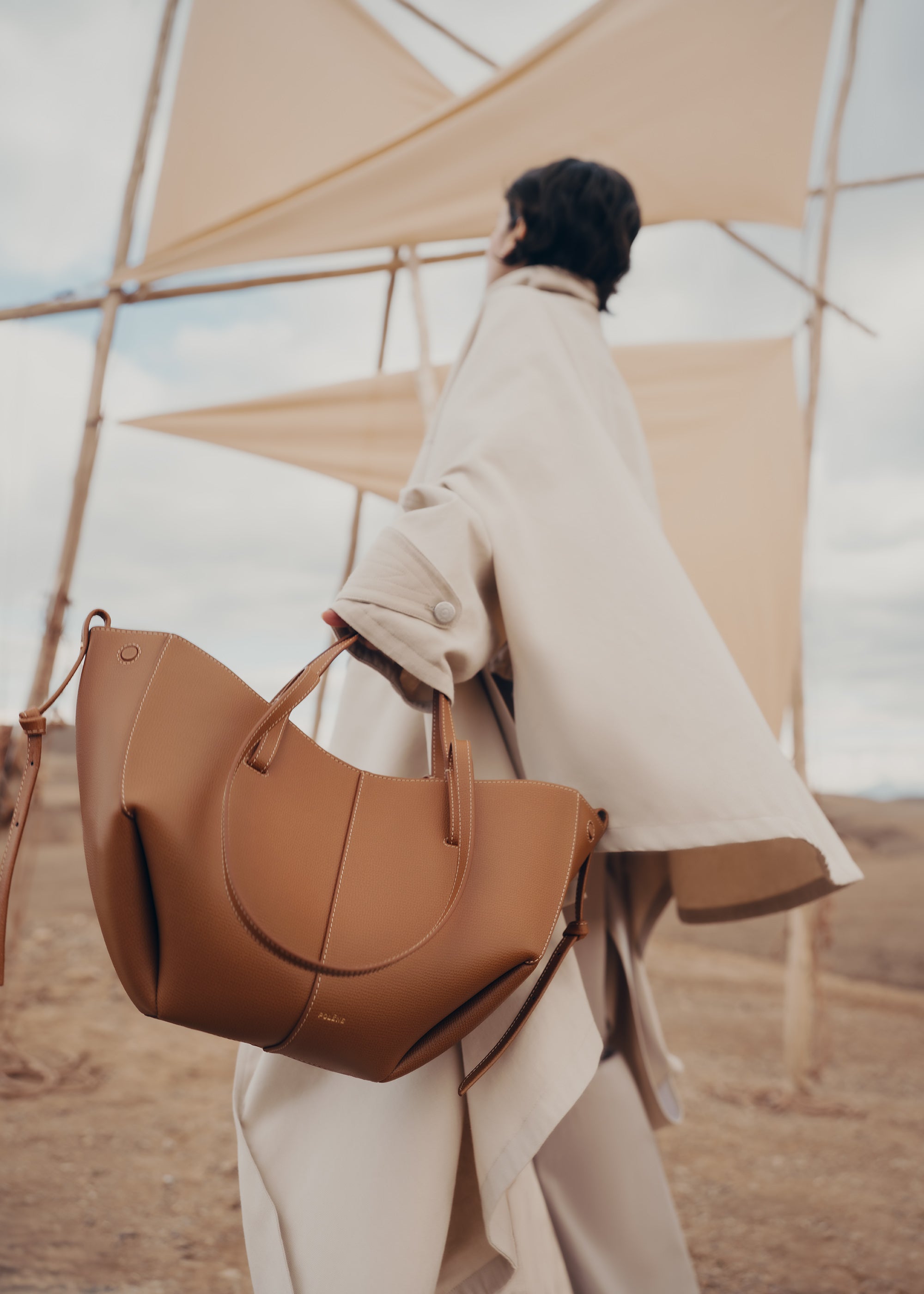 Polène | Bag - Cyme Mini - Textured Camel – Polène EU