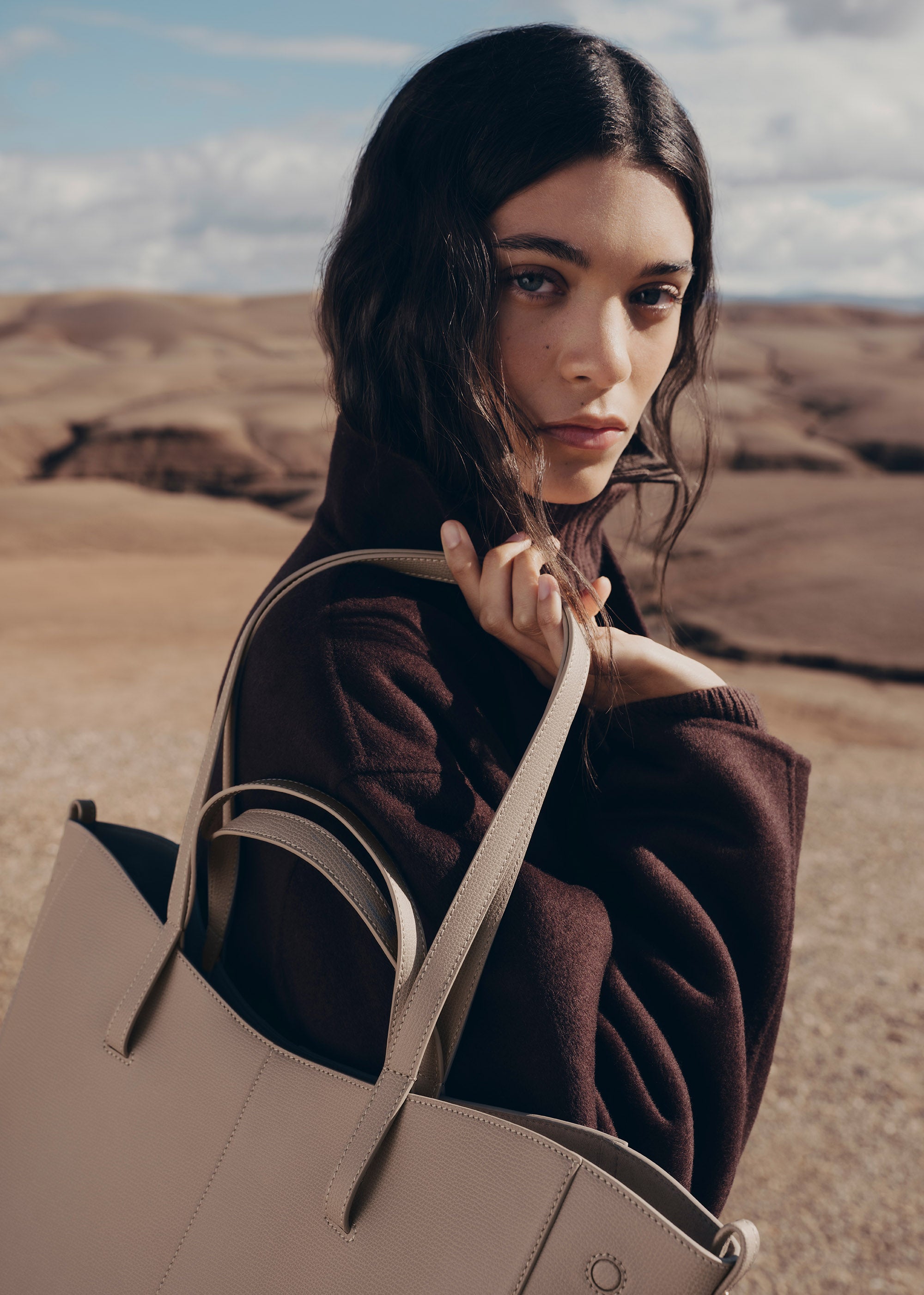 POLÈNE Cyme トープ Polène | Bag - Cyme Tote - Textured Taupe – Polène EU