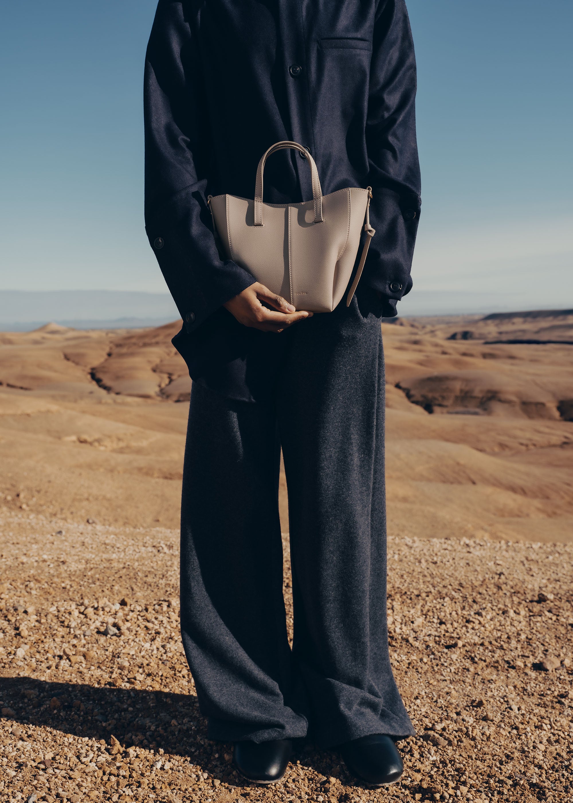Polène | Bag - Cyme Tote Nano - Textured Taupe – Polène EU