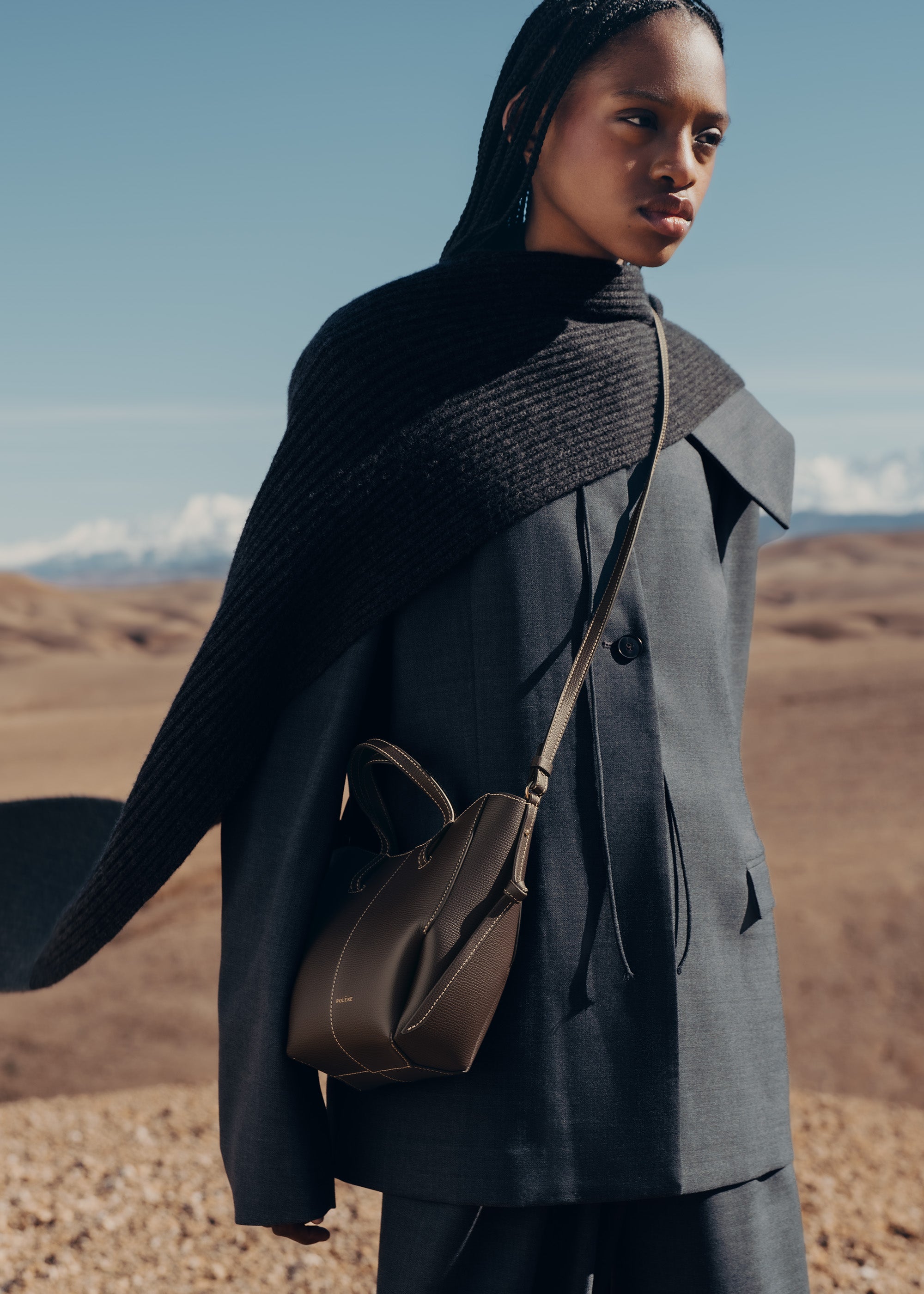 Polène | Bag - Cyme Tote Nano - Textured Ebony – Polène EU