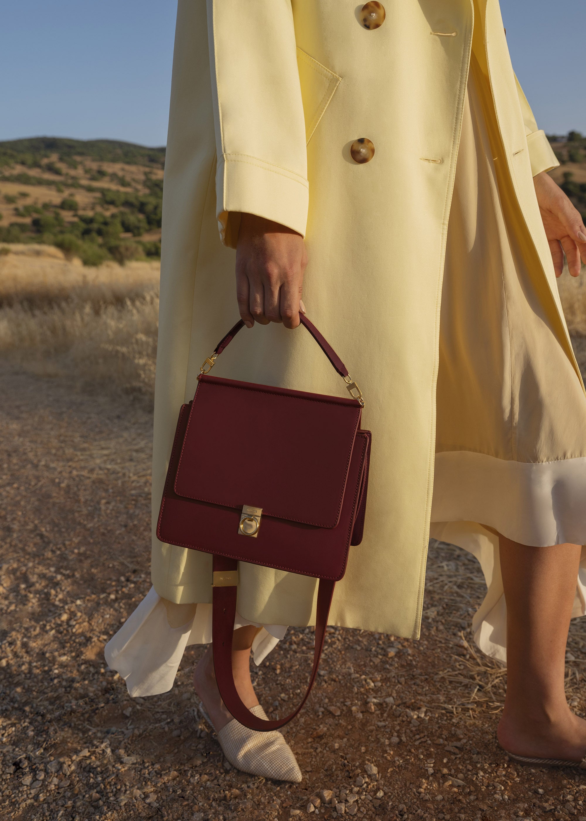 Polène | Bag - Numéro Sept - Smooth Burgundy – Polène EU