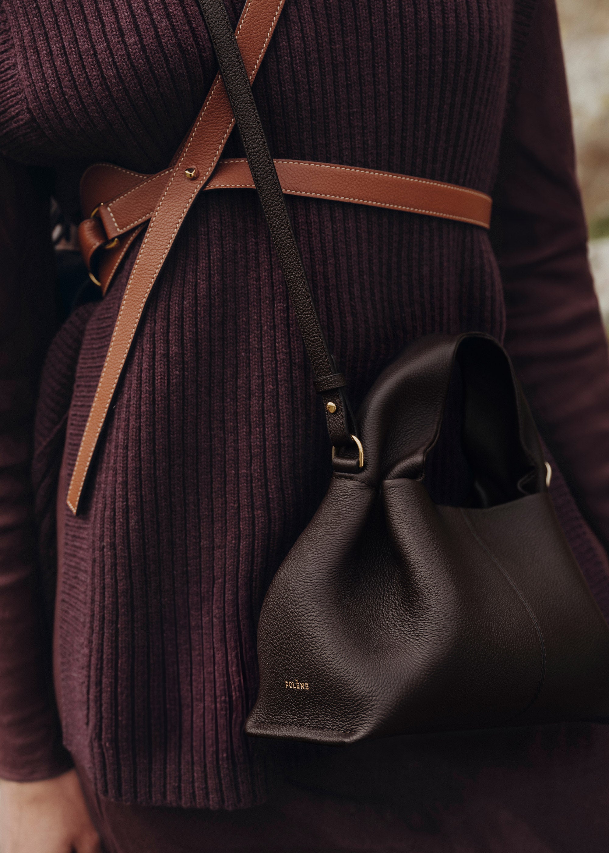 Polene Mini Polène | Bag - Numéro Neuf Mini - Textured Ebony – Polène EU