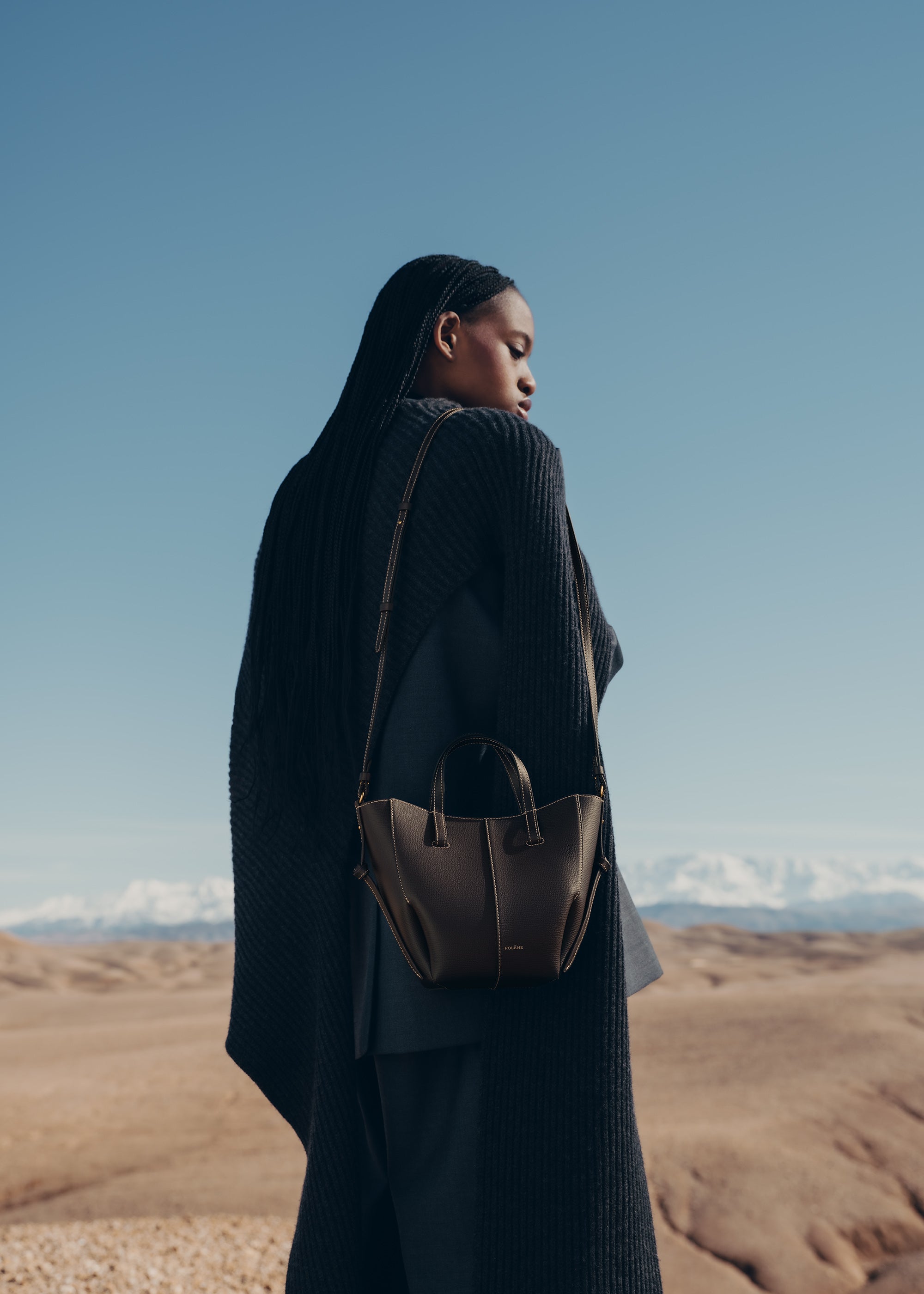 Polène | Bag - Cyme Tote Nano - Textured Ebony – Polène EU