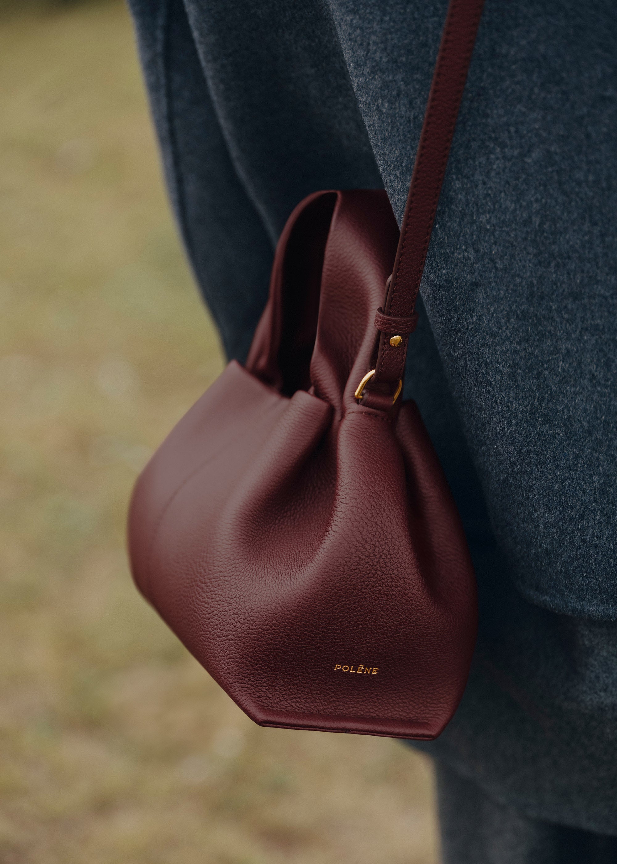 Polene Mini Polène | Bag - Numéro Neuf Mini - Textured Black Cherry – Polène EU