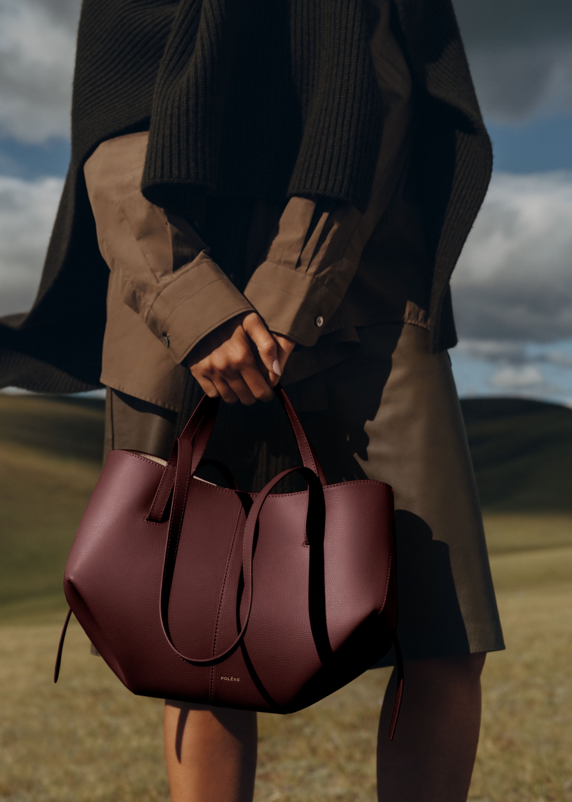 Polène Bag Cyme Mini Textured Black Cherry – Polène EU