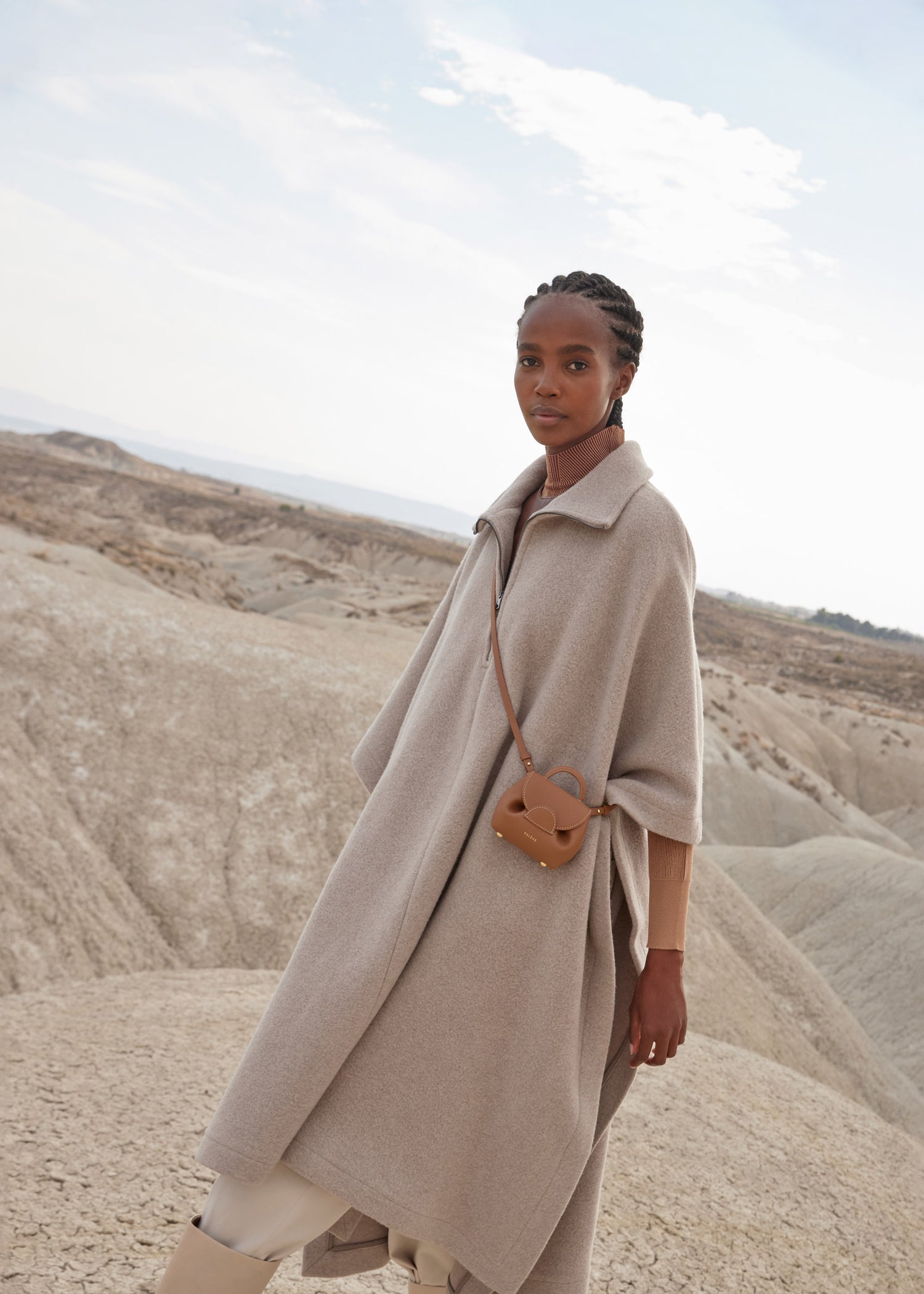 Polène  Bag - Numéro Sept - Camel Textured leather