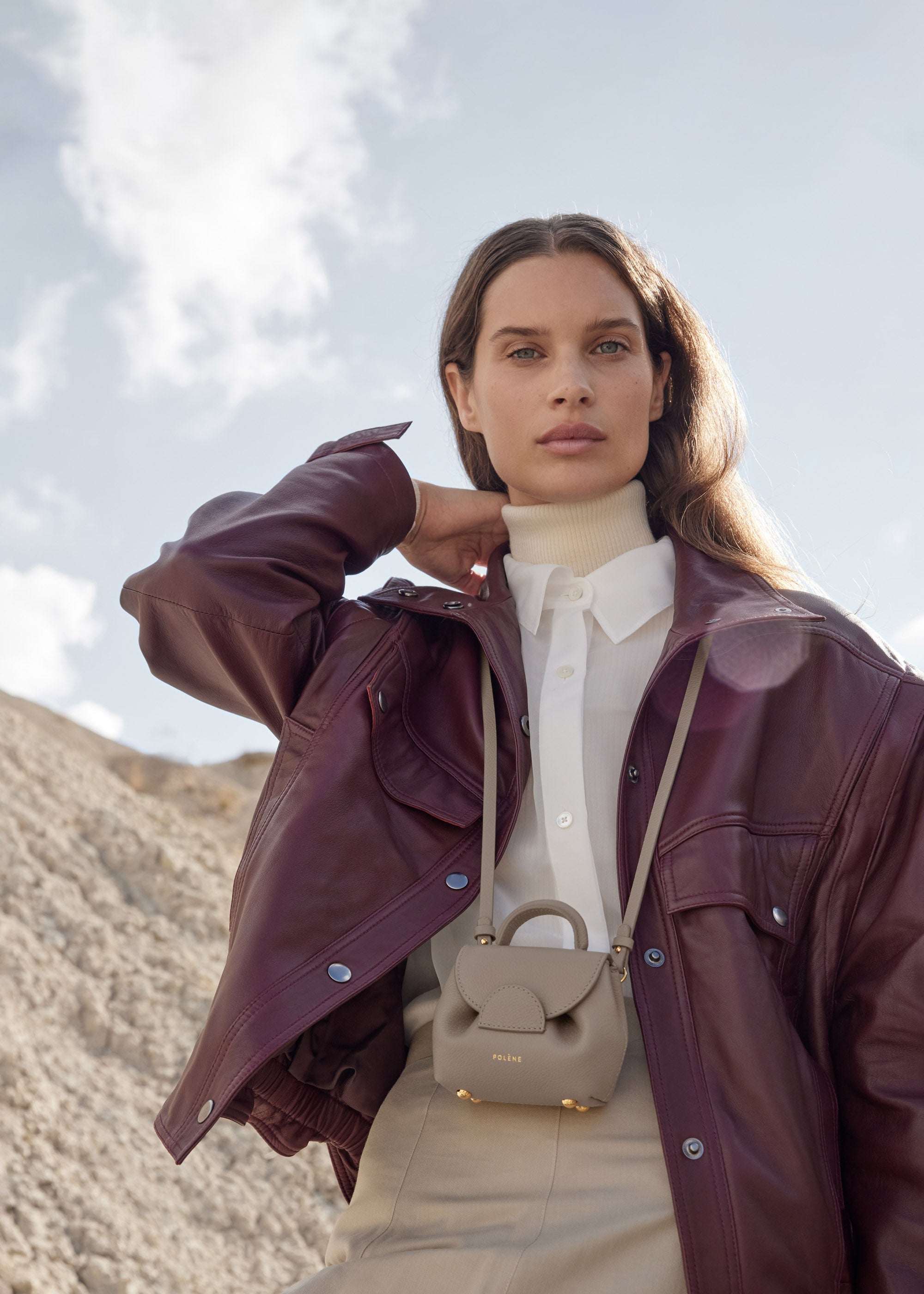 Polène Bag Numéro Un Micro Textured Taupe – Polène EU