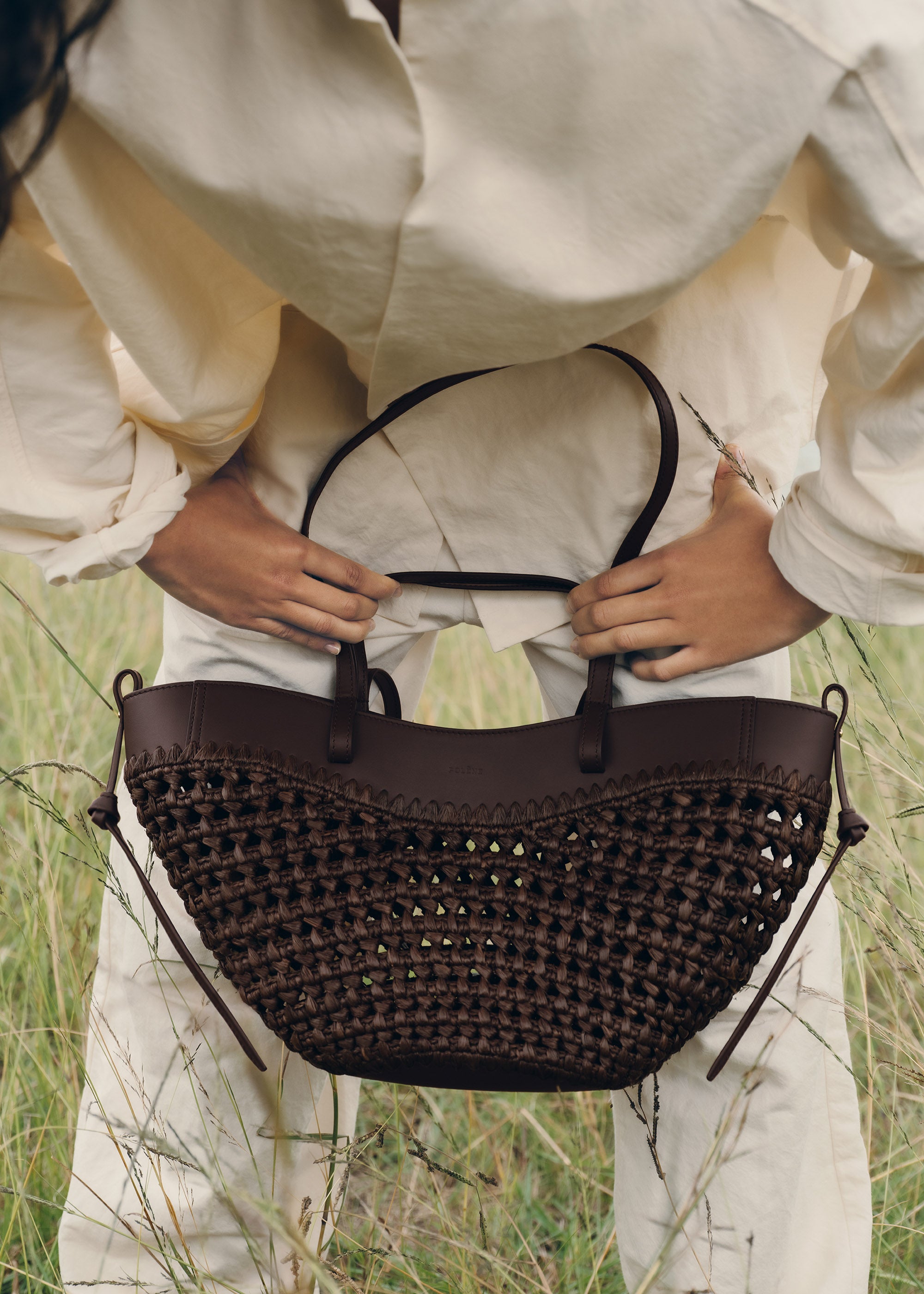 Polène | Bag - Cyme Mini - Raffia Ebony – Polène EU