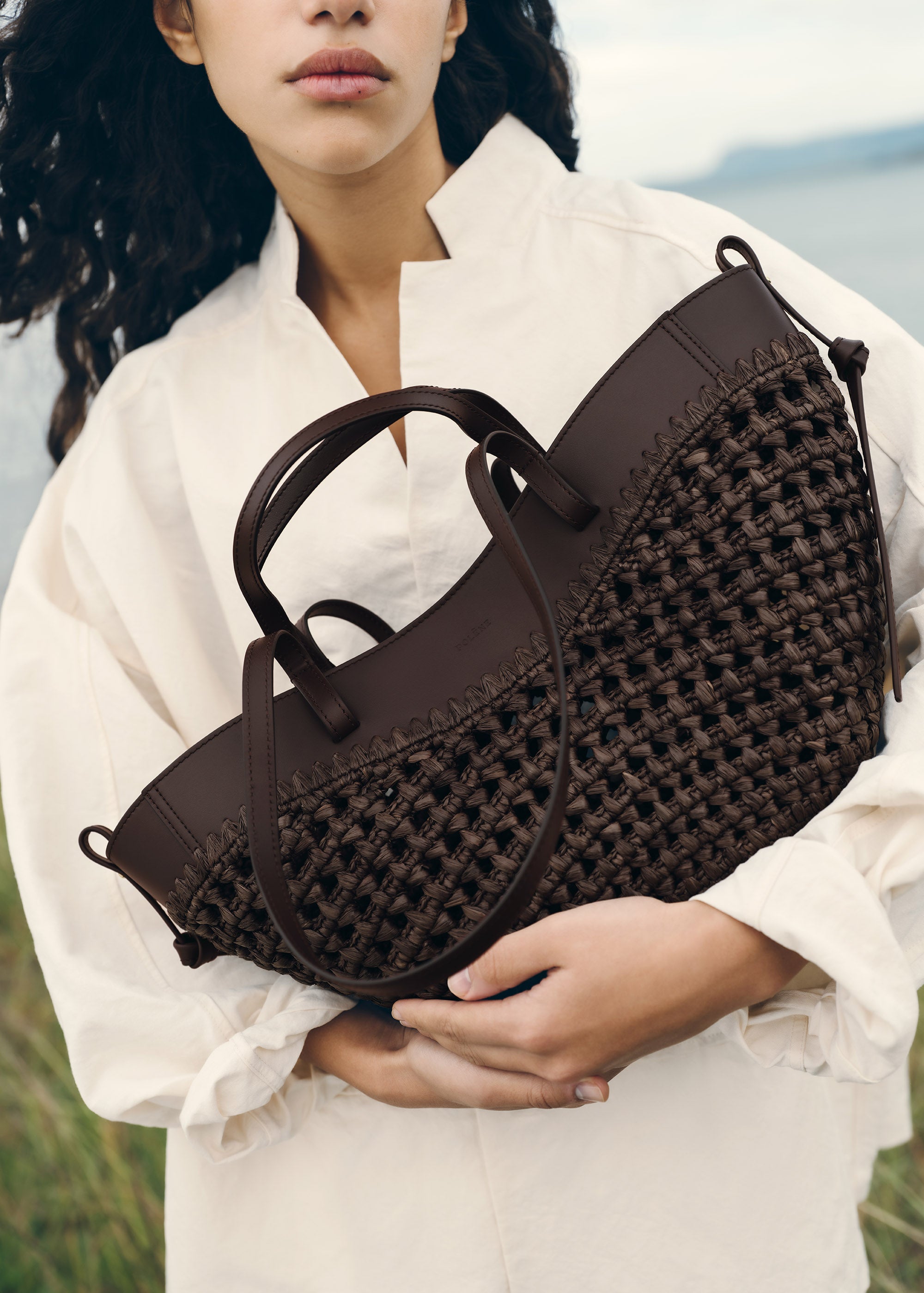 Polène | Bag - Cyme Mini - Raffia Ebony – Polène EU