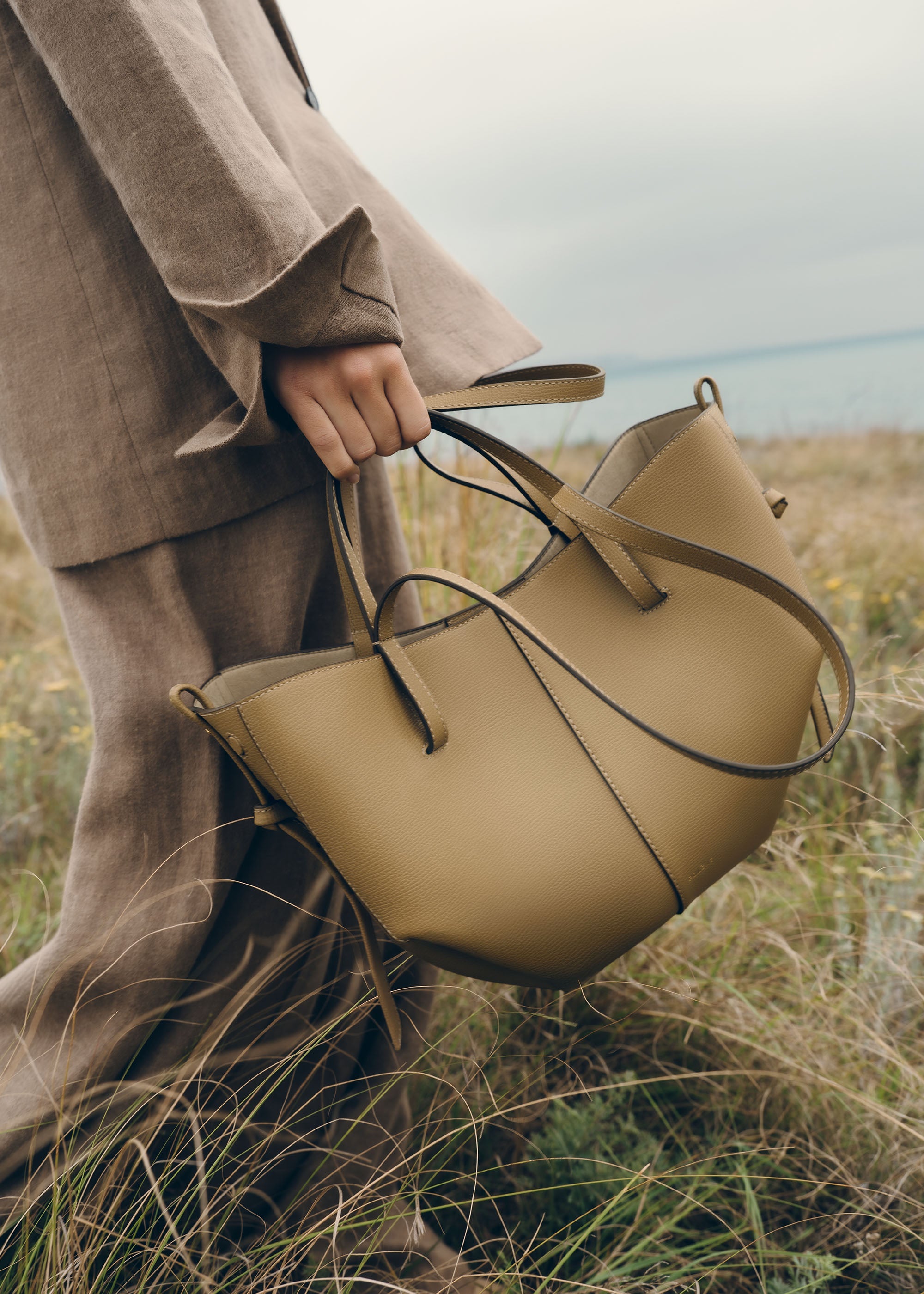 Polène | Bag - Cyme Mini - Textured Smoky Olive – Polène EU