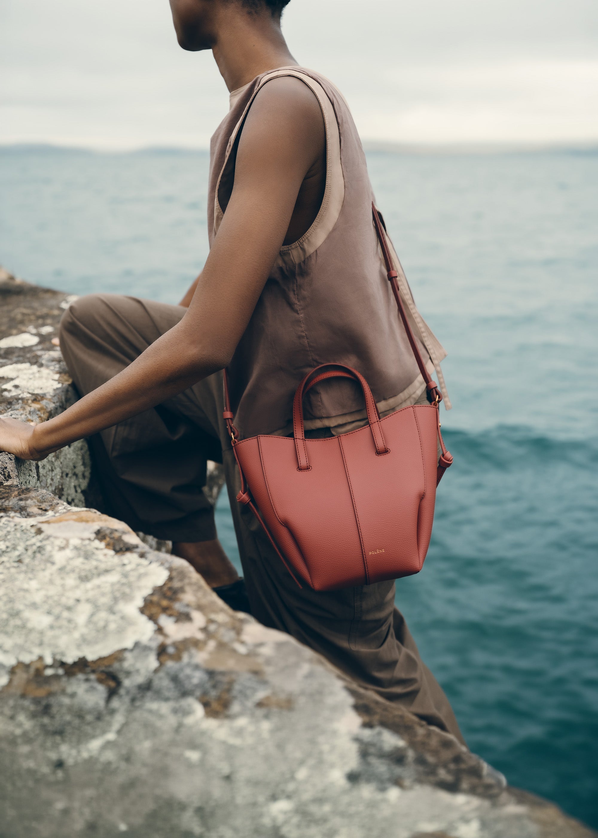 Polène | Bag - Cyme Tote Nano - Textured Terracotta – Polène EU
