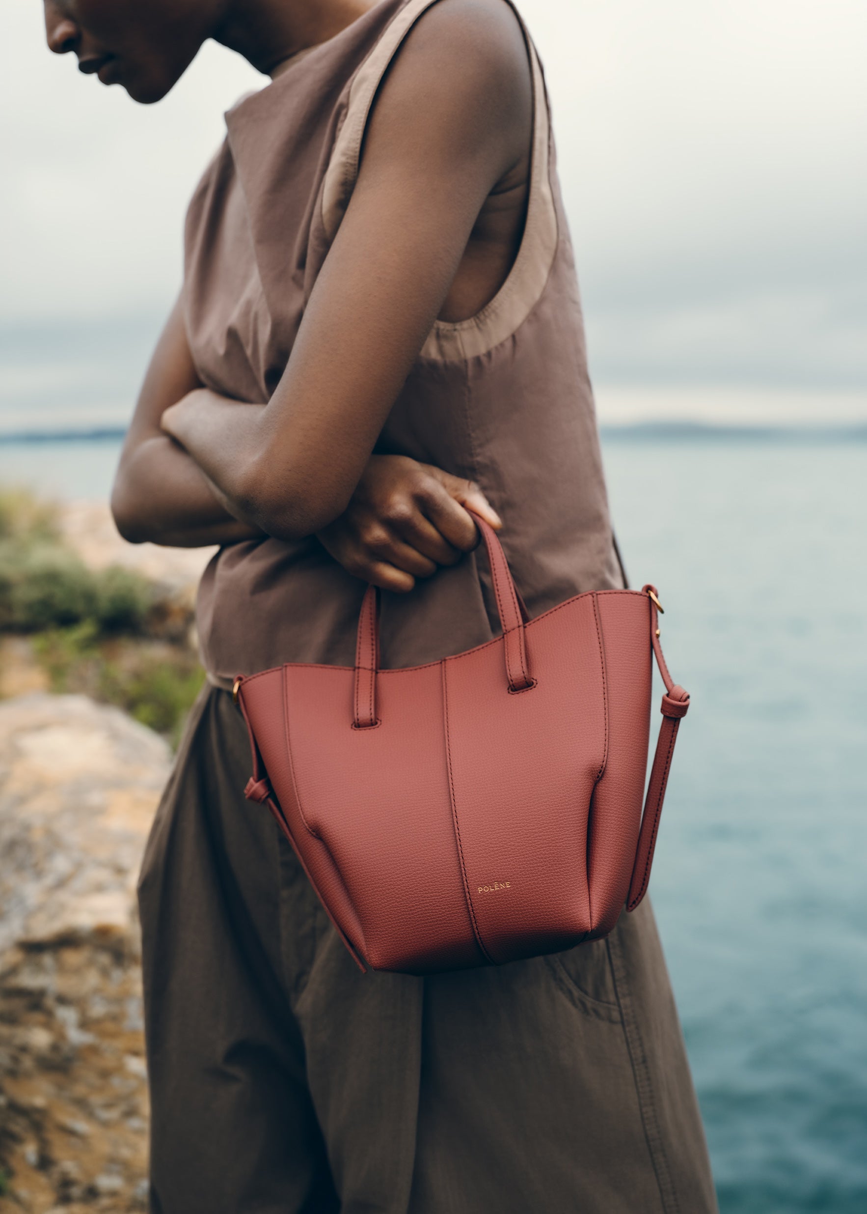 Polène | Bag - Cyme Tote Nano - Textured Terracotta – Polène EU