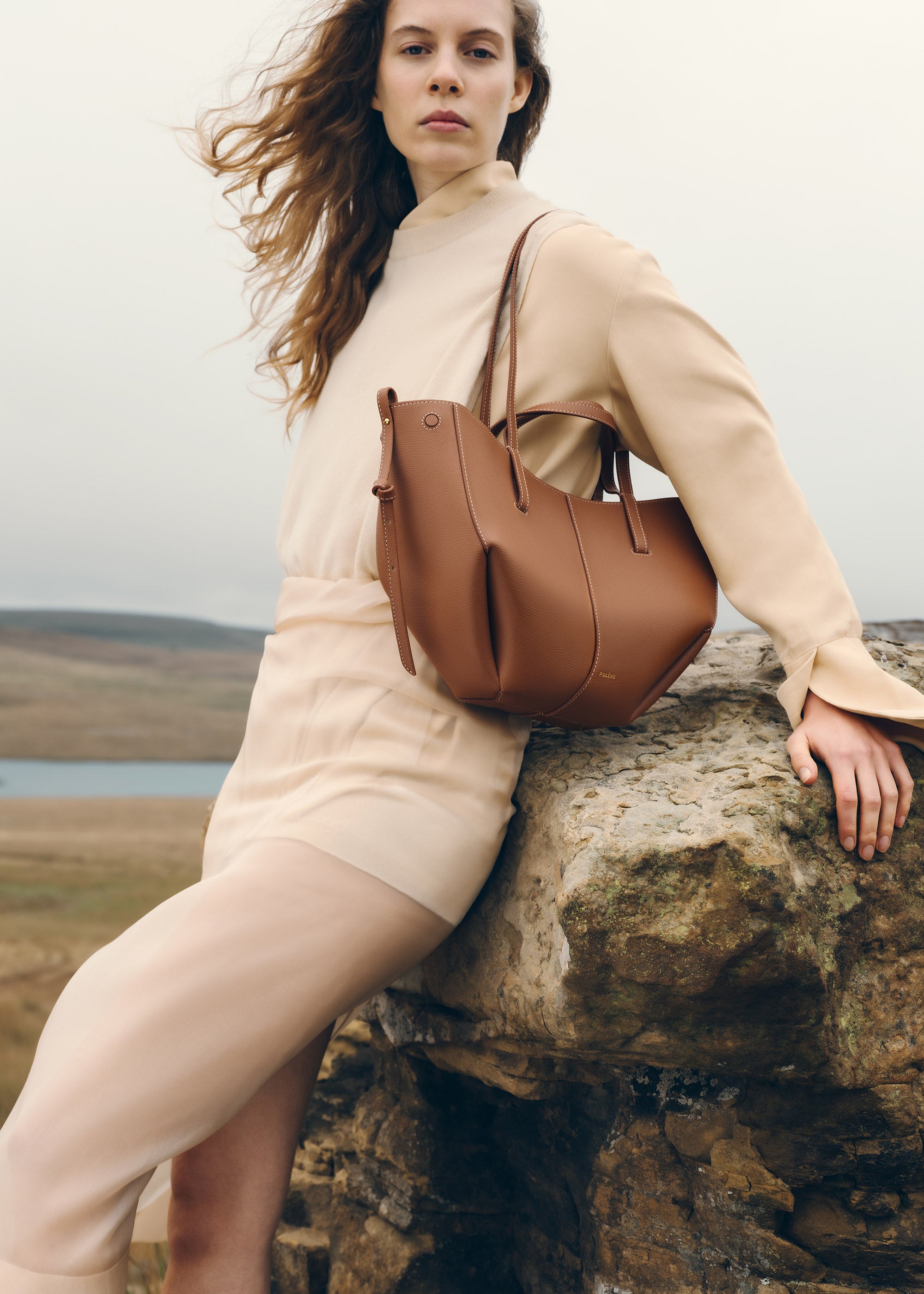Polène | Bag - Cyme Mini - Textured Camel – Polène EU