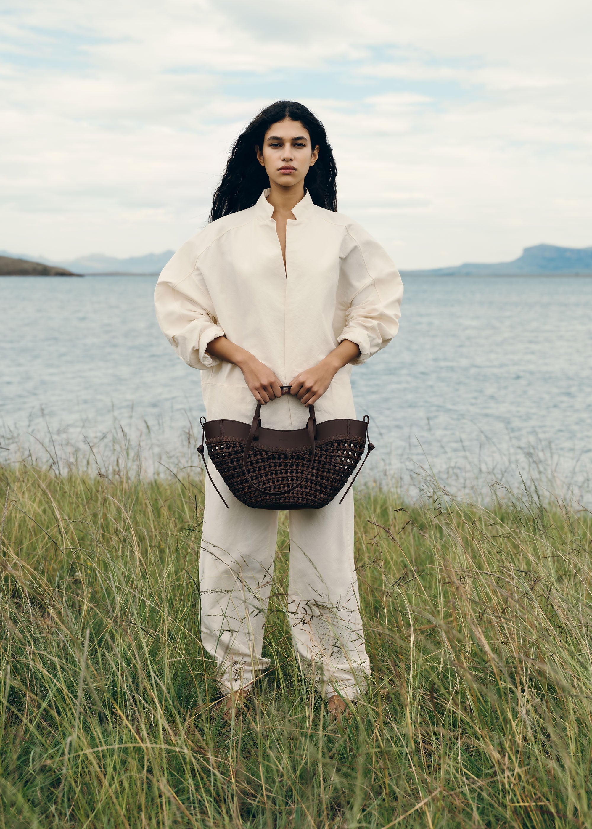 Polène | Bag - Cyme Mini - Raffia Ebony – Polène EU