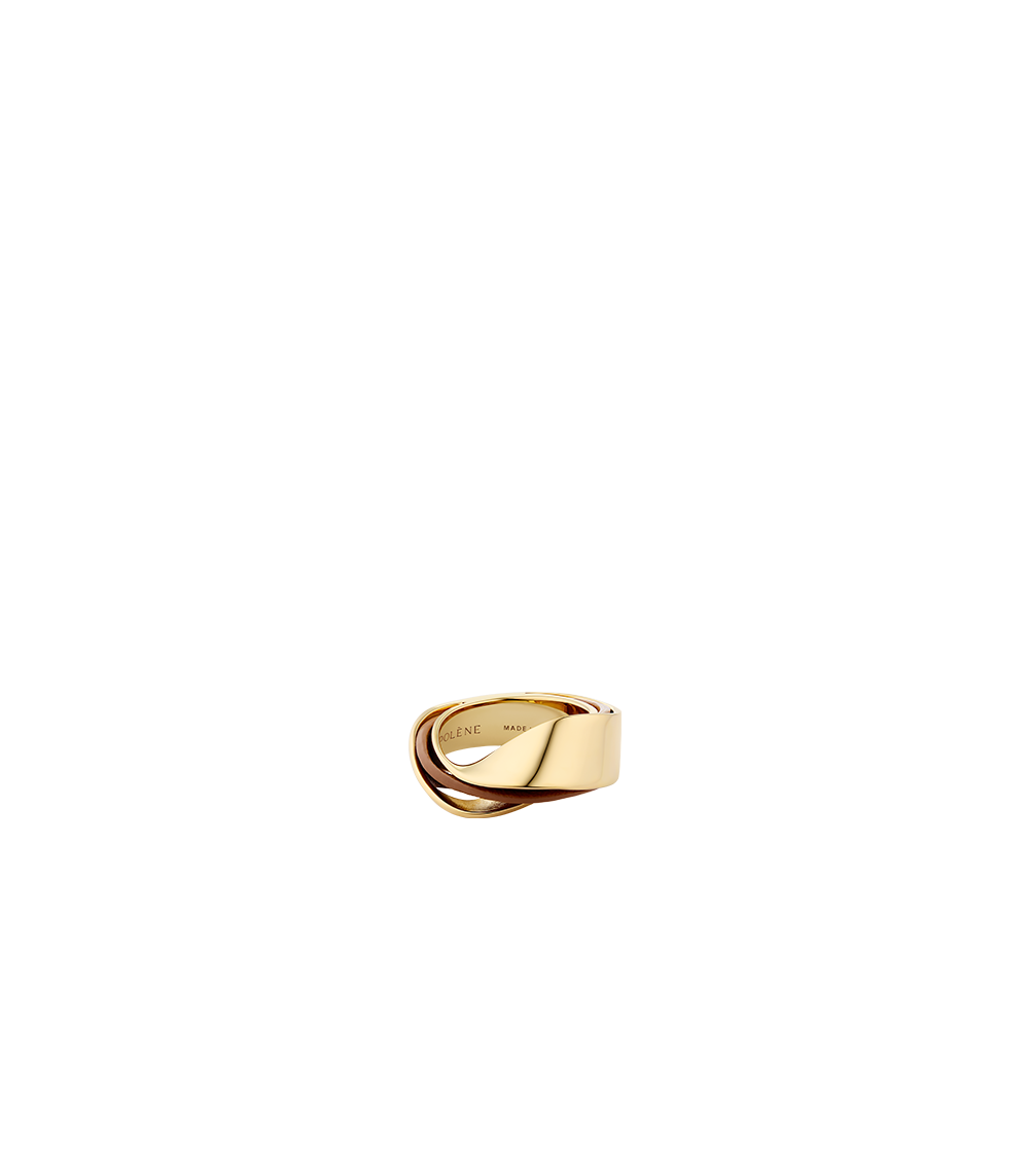 Camel Lead Rings Polène | Ring - Ormé - Gold Gilded with Camel Leather – Polène EU