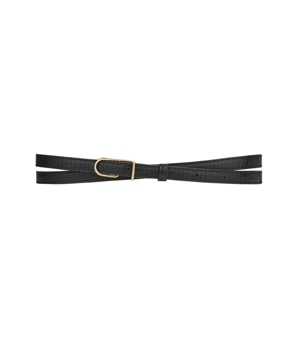 Thin Umi Belt - Black lizard print