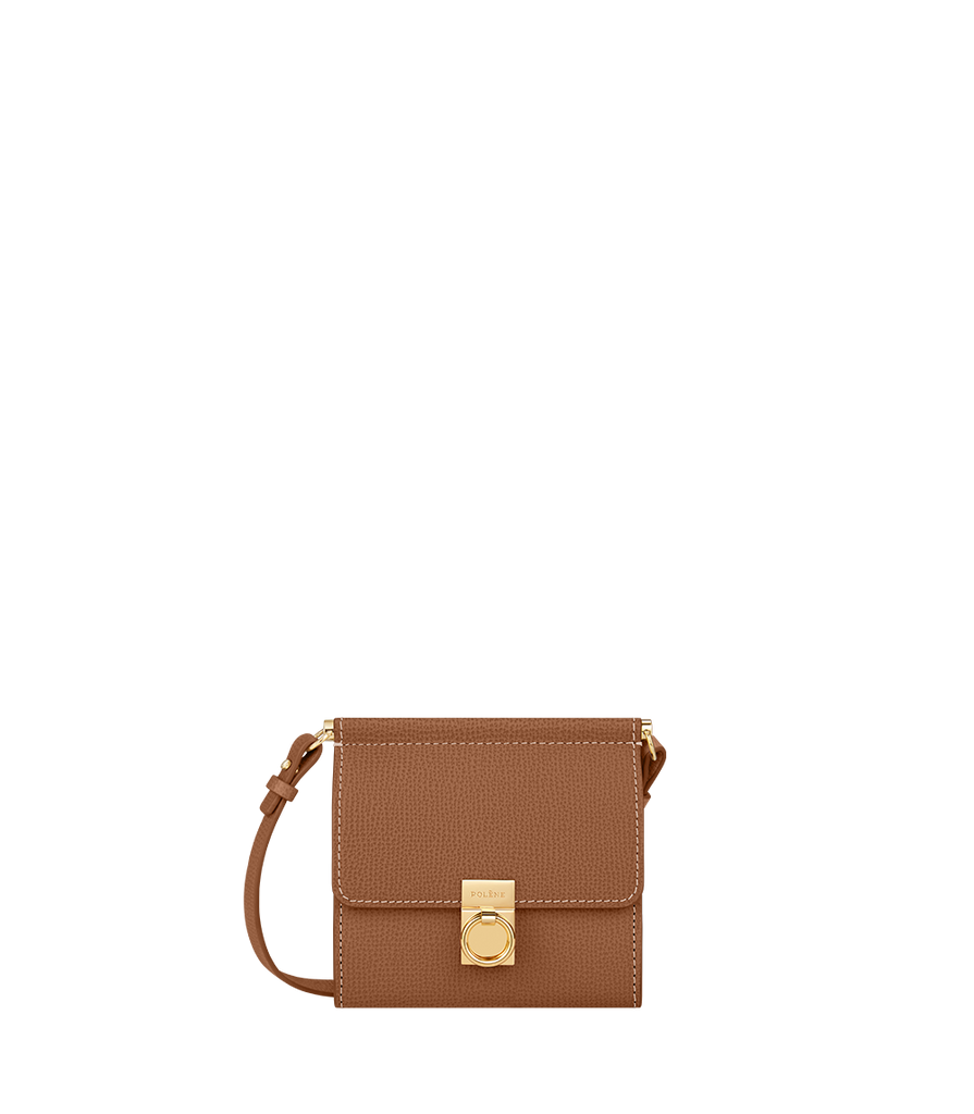 Polene Wallet Numero Sept Crossbody Textured Camel